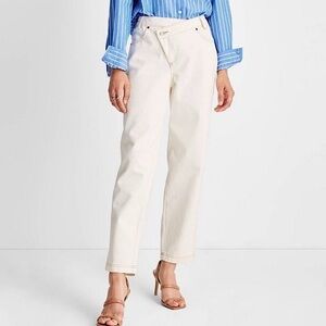 Future Collective Kahlana Barfield Brown Cream Tapered Leg Jeans